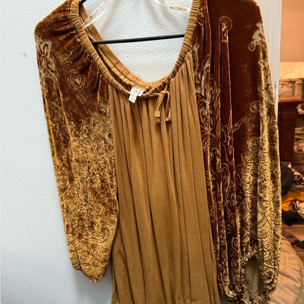 XCVI Velvet Tan Blouse